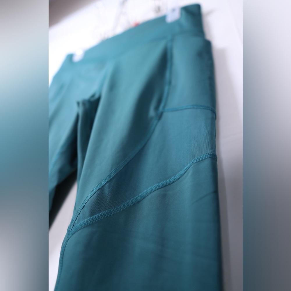Members Mark XL Teal Compression Ankle Legging Mesh Pattered